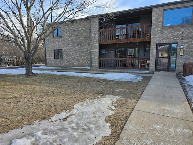 view of snow covered property