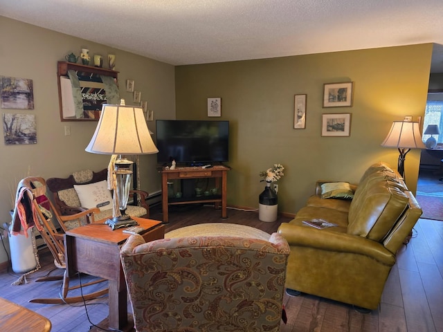 living area with wood-type flooring