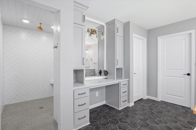 16700 47th Ave N, Plymouth, MN 55446 - full bath featuring tiled shower, vanity, tile patterned floors, and recessed lighting