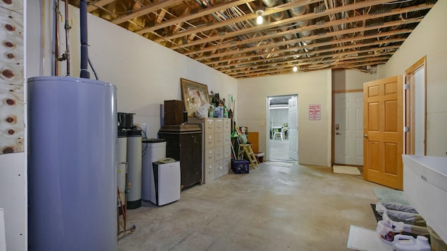 basement featuring water heater