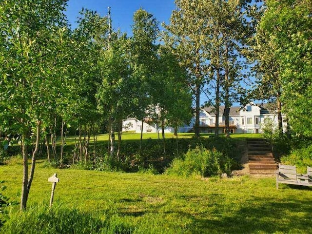 view of property's community featuring a lawn