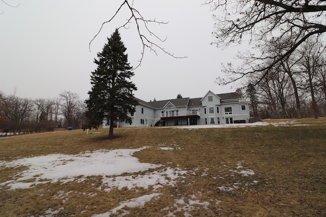 view of snow covered property