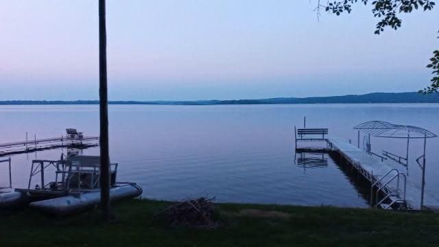 dock area featuring a water view