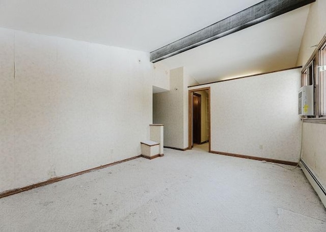 unfurnished room featuring a baseboard radiator