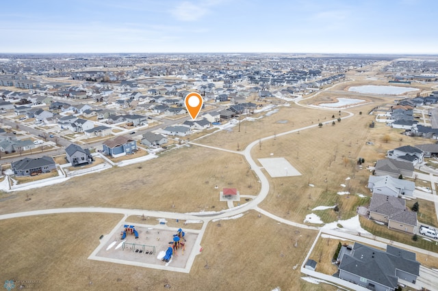 drone / aerial view with a residential view