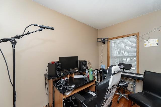 office space featuring wood finished floors