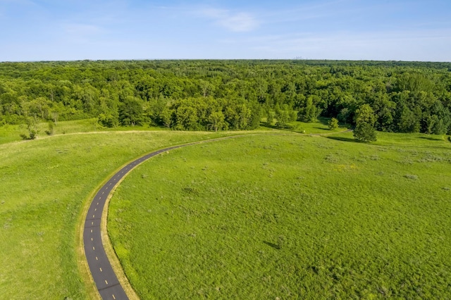 aerial view featuring a forest view