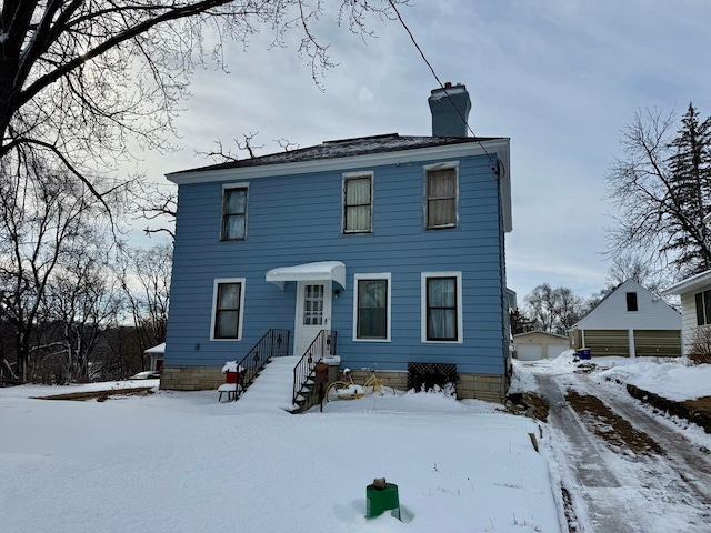 colonial house with a chimney