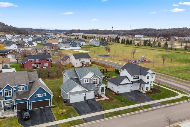 drone / aerial view with a residential view
