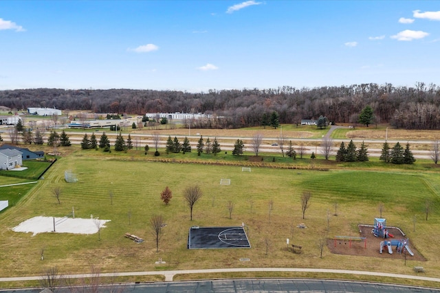 birds eye view of property featuring a rural view