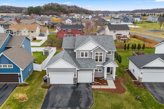 aerial view with a residential view
