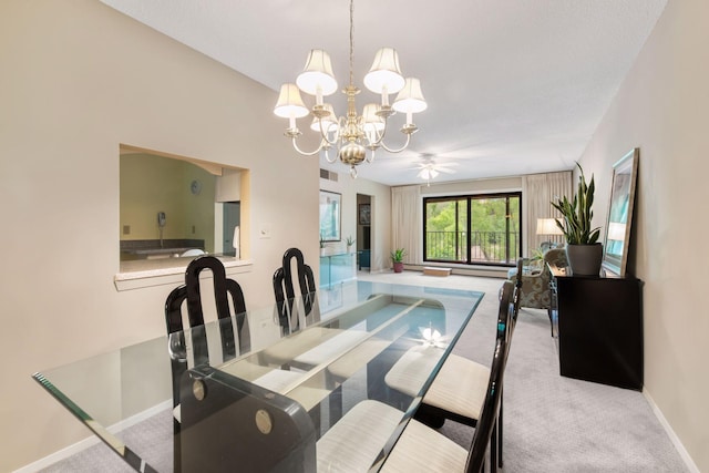 7520 Cahill Rd Unit 121A, Edina, MN 55439 - dining space with carpet flooring, a chandelier, and baseboards