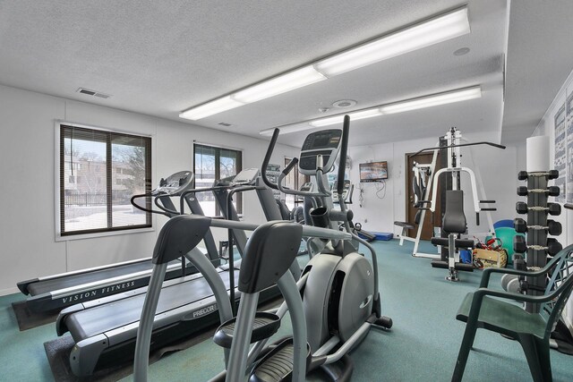 7520 Cahill Rd Unit 121A, Edina, MN 55439 - exercise room featuring a textured ceiling