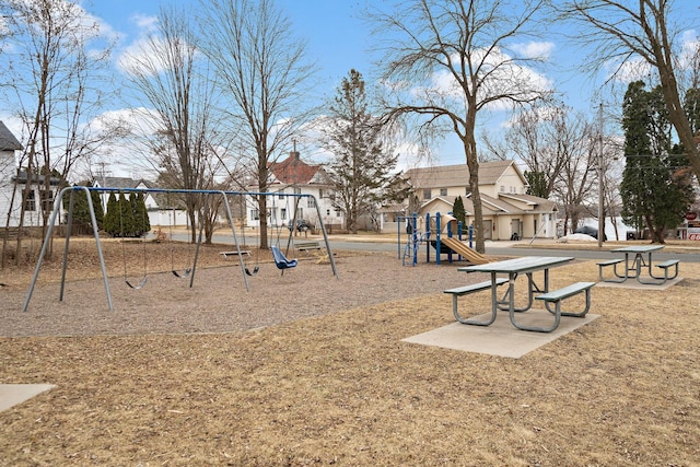 community jungle gym featuring a residential view