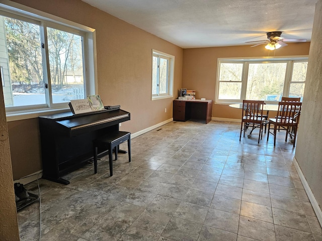 21888 650th Ave, Dexter, MN 55926 - living area with a ceiling fan and stone finish floors