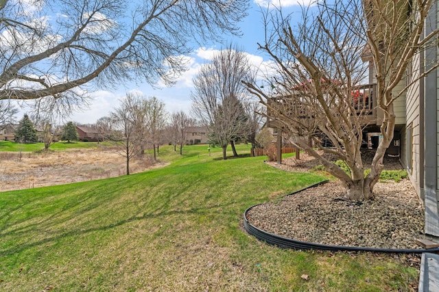 view of yard with a deck
