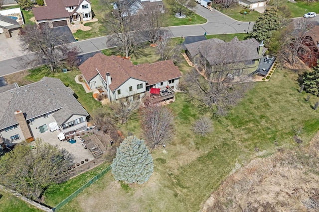 aerial view with a residential view