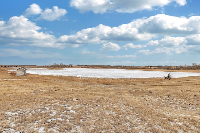 view of yard with a water view