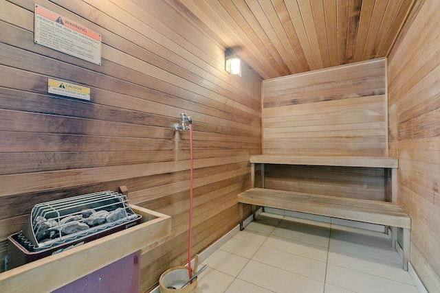 view of sauna / steam room with tile patterned flooring