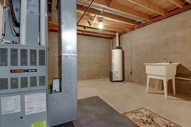 unfinished below grade area with gas water heater