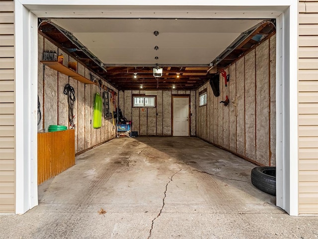 garage with a garage door opener