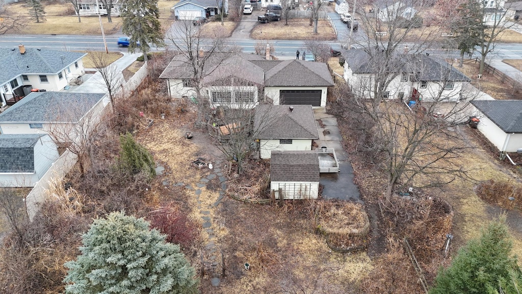 drone / aerial view with a residential view