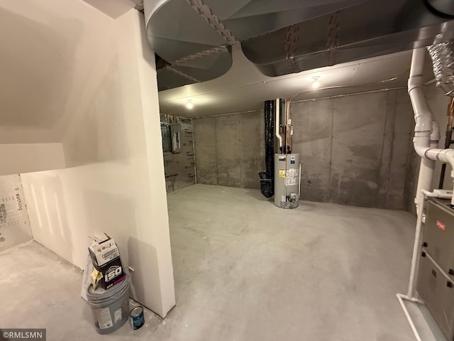 unfinished basement with electric panel