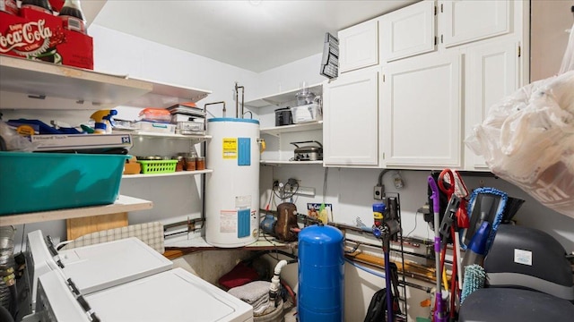 storage room featuring water heater