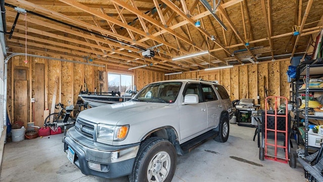 garage with a garage door opener