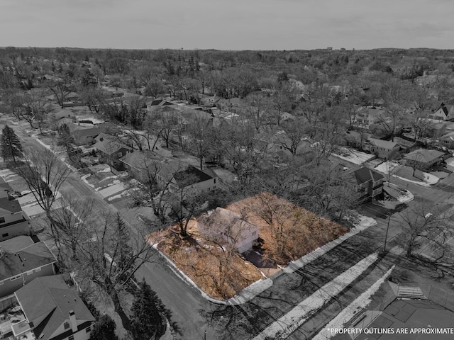 bird's eye view with a residential view