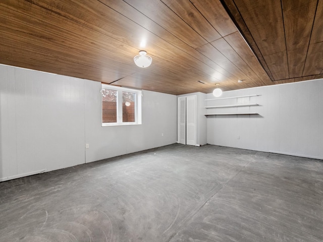 basement with wood ceiling