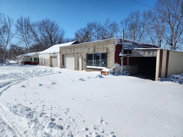 exterior space with a garage