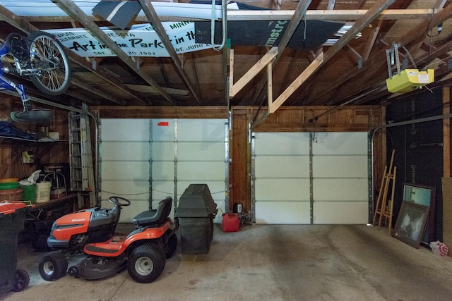 garage with a garage door opener