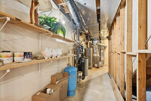 interior space with heating unit and water heater