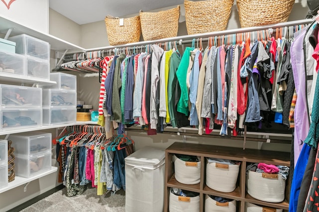 spacious closet featuring carpet floors