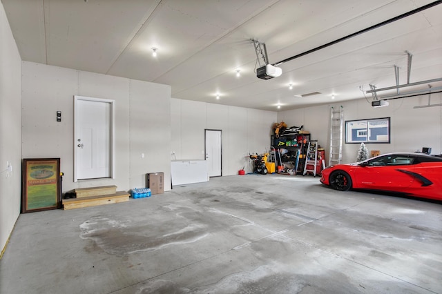 garage with a garage door opener