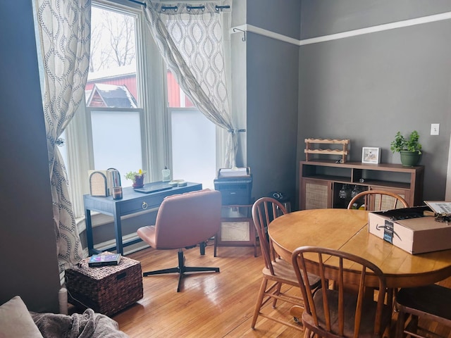 home office featuring wood finished floors