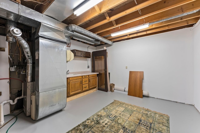 unfinished basement with a sink