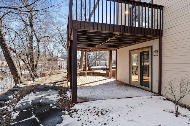 view of snow covered patio