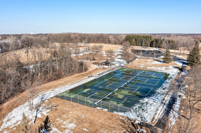 drone / aerial view with a forest view