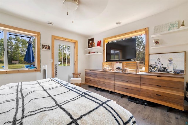 bedroom with wood finished floors