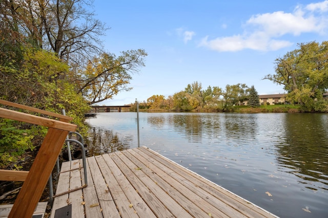 view of dock featuring a water view