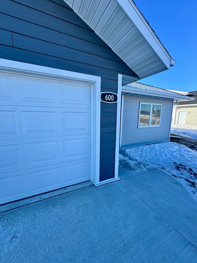 view of garage