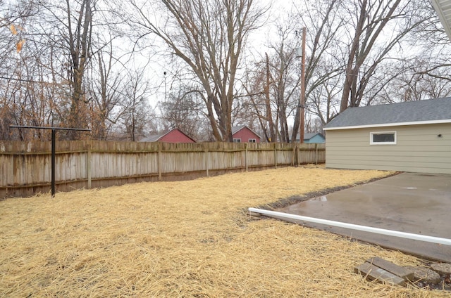 view of yard with a patio area and fence