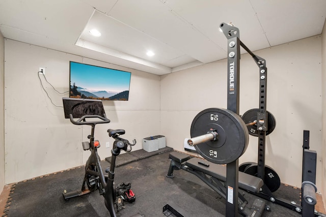 exercise area with recessed lighting