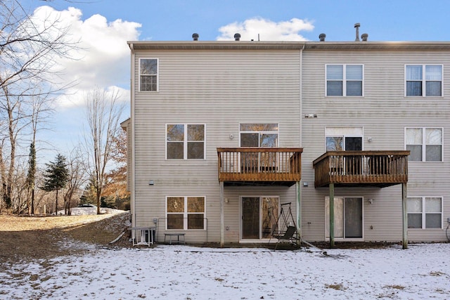 view of snow covered property