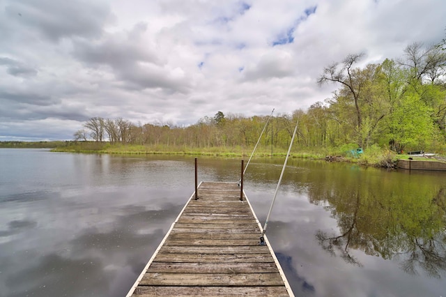 view of dock featuring a water view