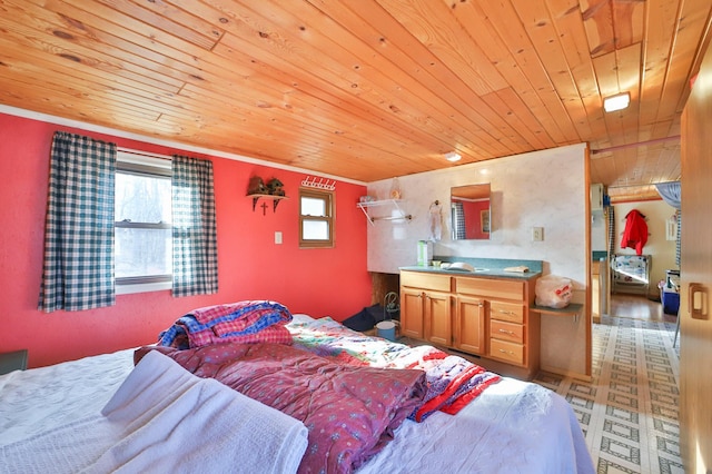 bedroom featuring wood ceiling