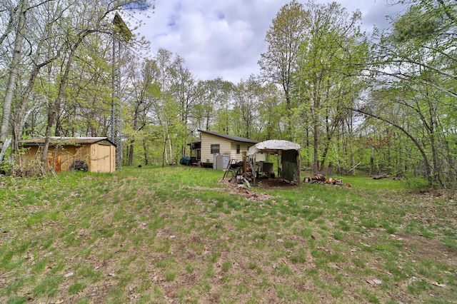 view of yard with an outdoor structure