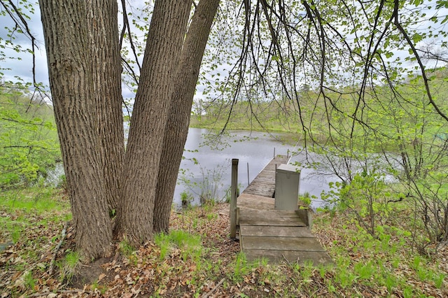 view of dock featuring a water view